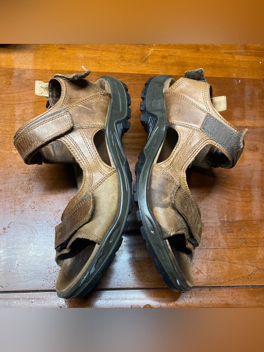 ECCO MENS BROWN LEATHER SANDALS SIZE 11 Off Road Outdoor Shoes
